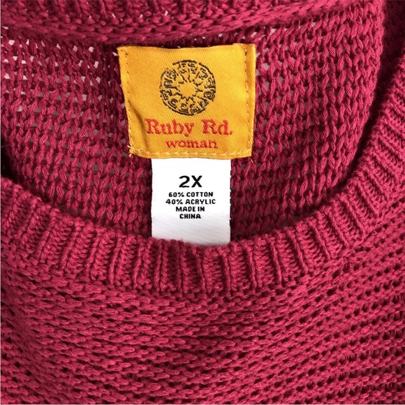 RUBY RD, PLUS SIZE 2X SWEATER KNIT FALL WONDEERS PULLOVER WITH CROCHET DETAILps2 - Picture 7 of 7
